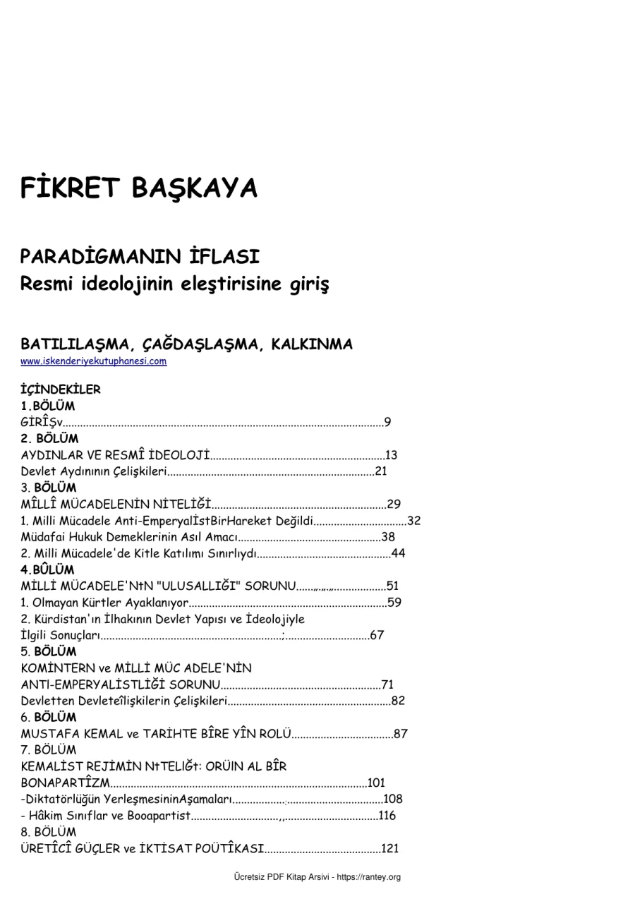 FİKRET BAŞKAYA Paradigmann İflas Resmi deolojinin Eletirisine Giris kapak görseli