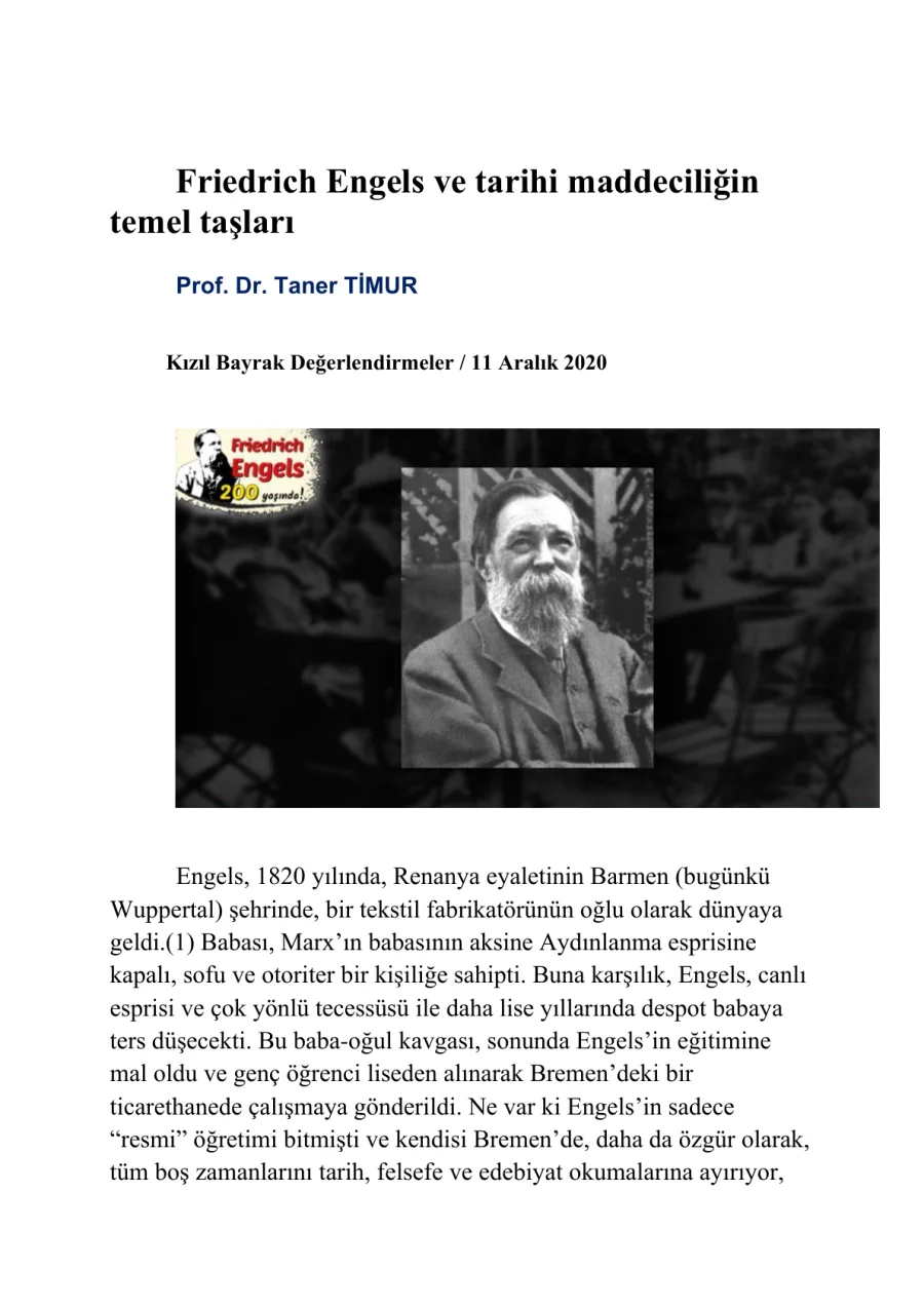 Friedrich Engels ve Tarihi Maddeciliğin Temel Taşları kitap kapağı