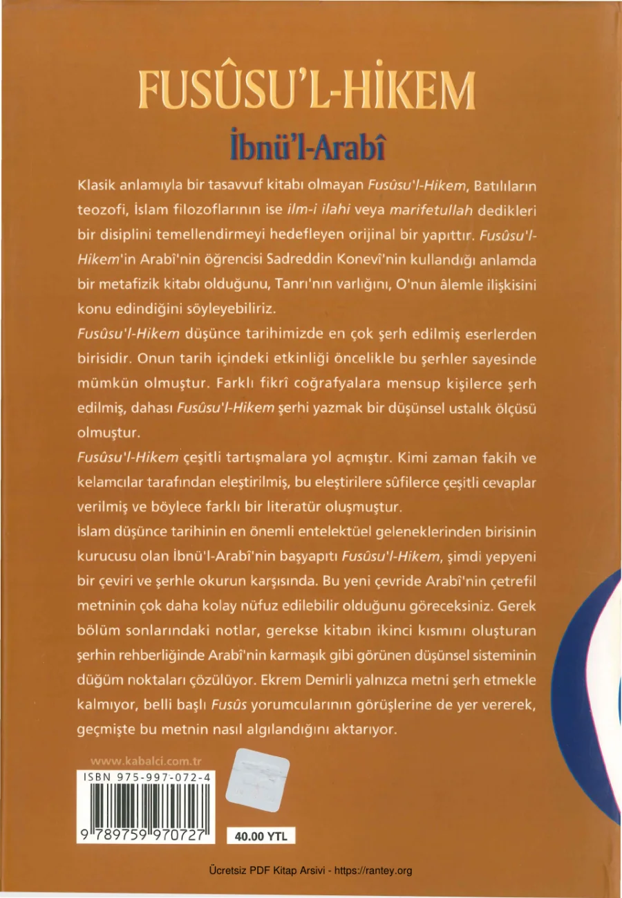 Füsusul Hikem Kabalcı Yayınları kapak görseli