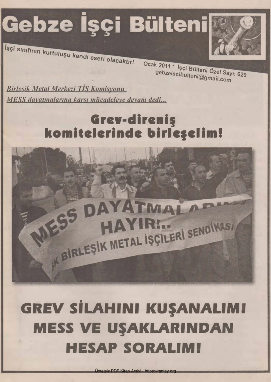 Gebze İşçi Bülteni İşçi Bülteni Özel Sayı 629 Ocak 2011 kapak görseli