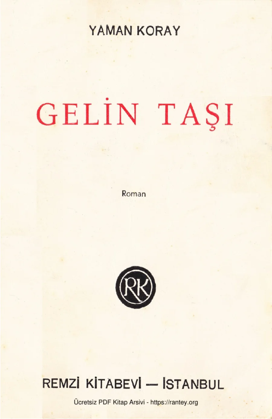 Gelin Taşı Remzi Kitabevi kapak görseli