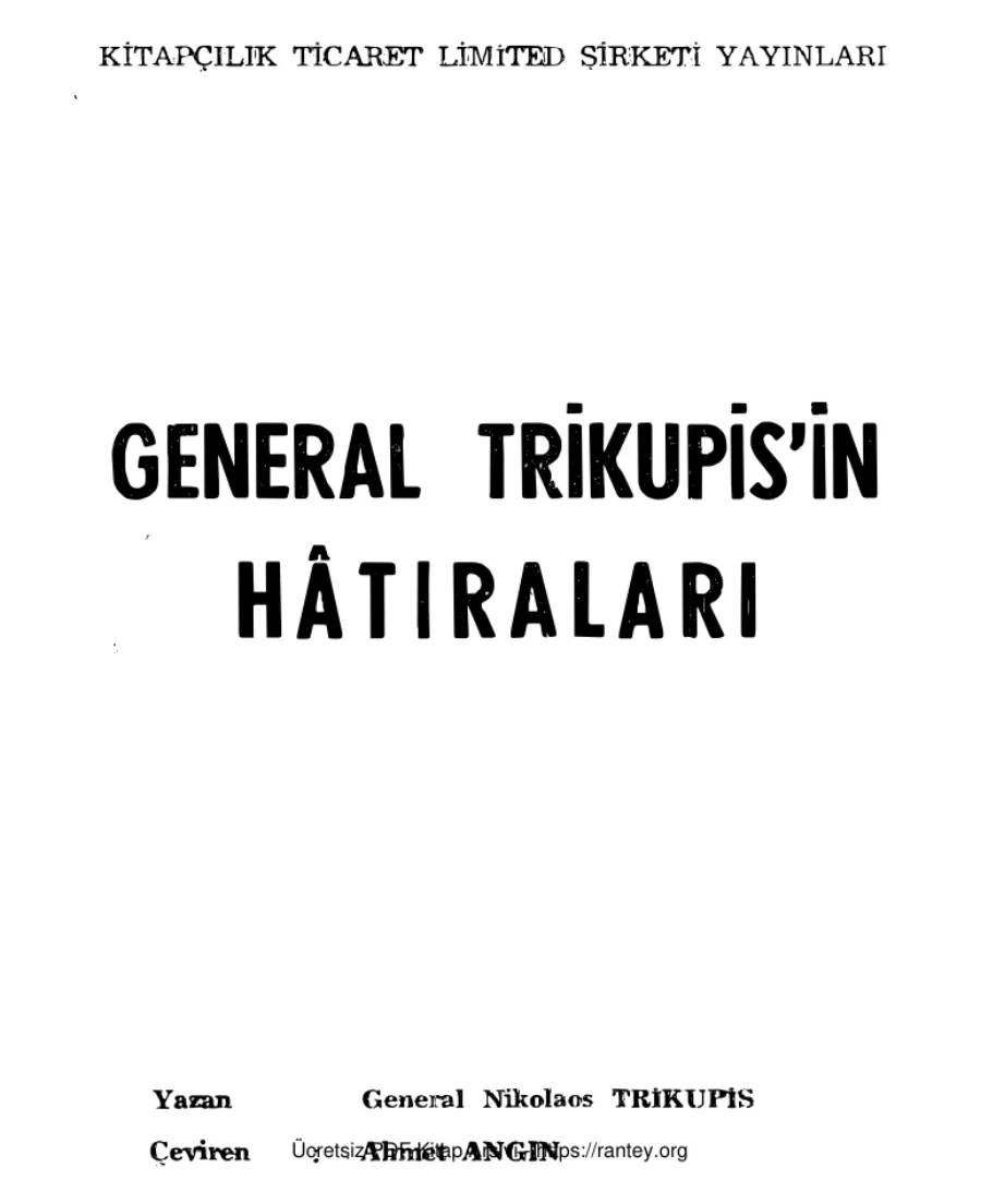 General Trikupisin Hatıraları kapak görseli