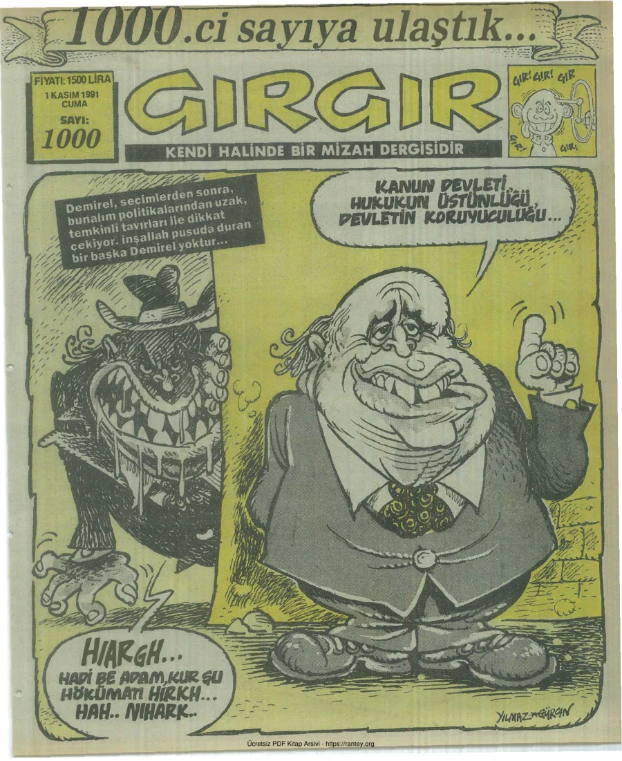 GırGır 1991 Sayı 1000 kapak görseli