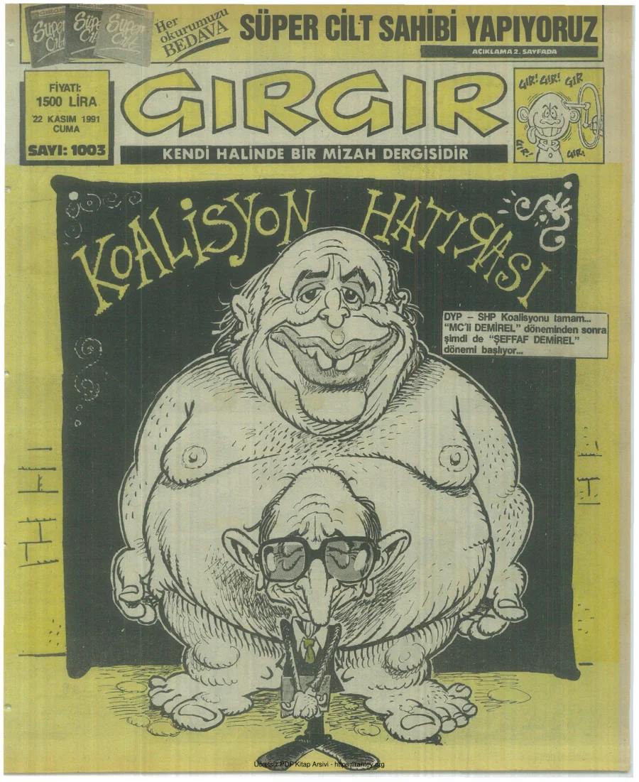GırGır 1991 Sayı 1003 kapak görseli