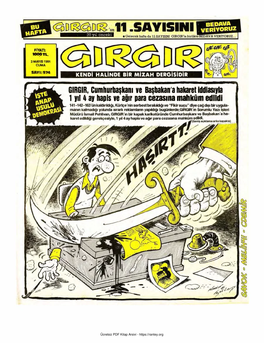 GırGır 1991 Sayı 974 kapak görseli