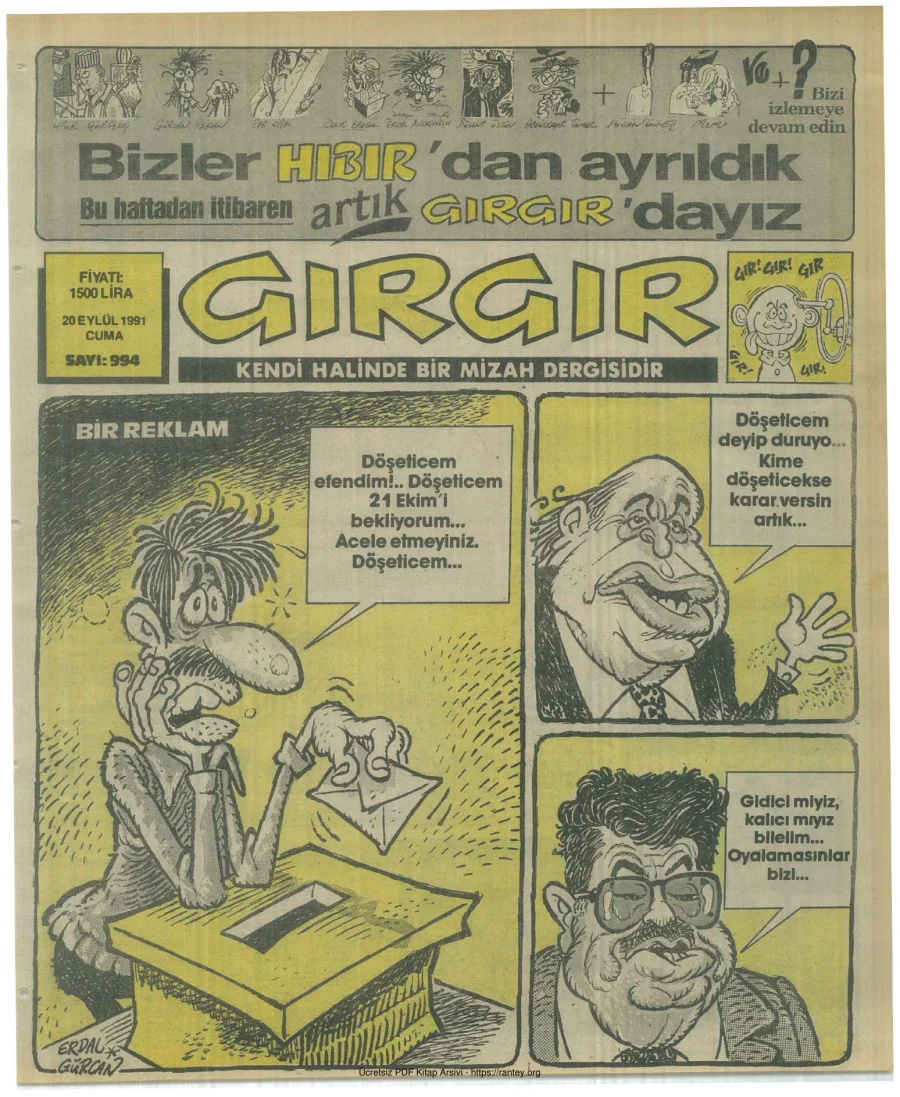 GırGır 1991 Sayı 994 kapak görseli
