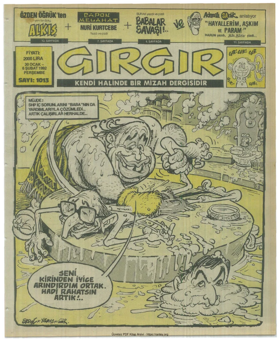 GırGır 1992 Sayı 1013 kapak görseli