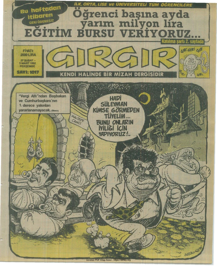 GırGır 1992 Sayı 1017 kapak görseli