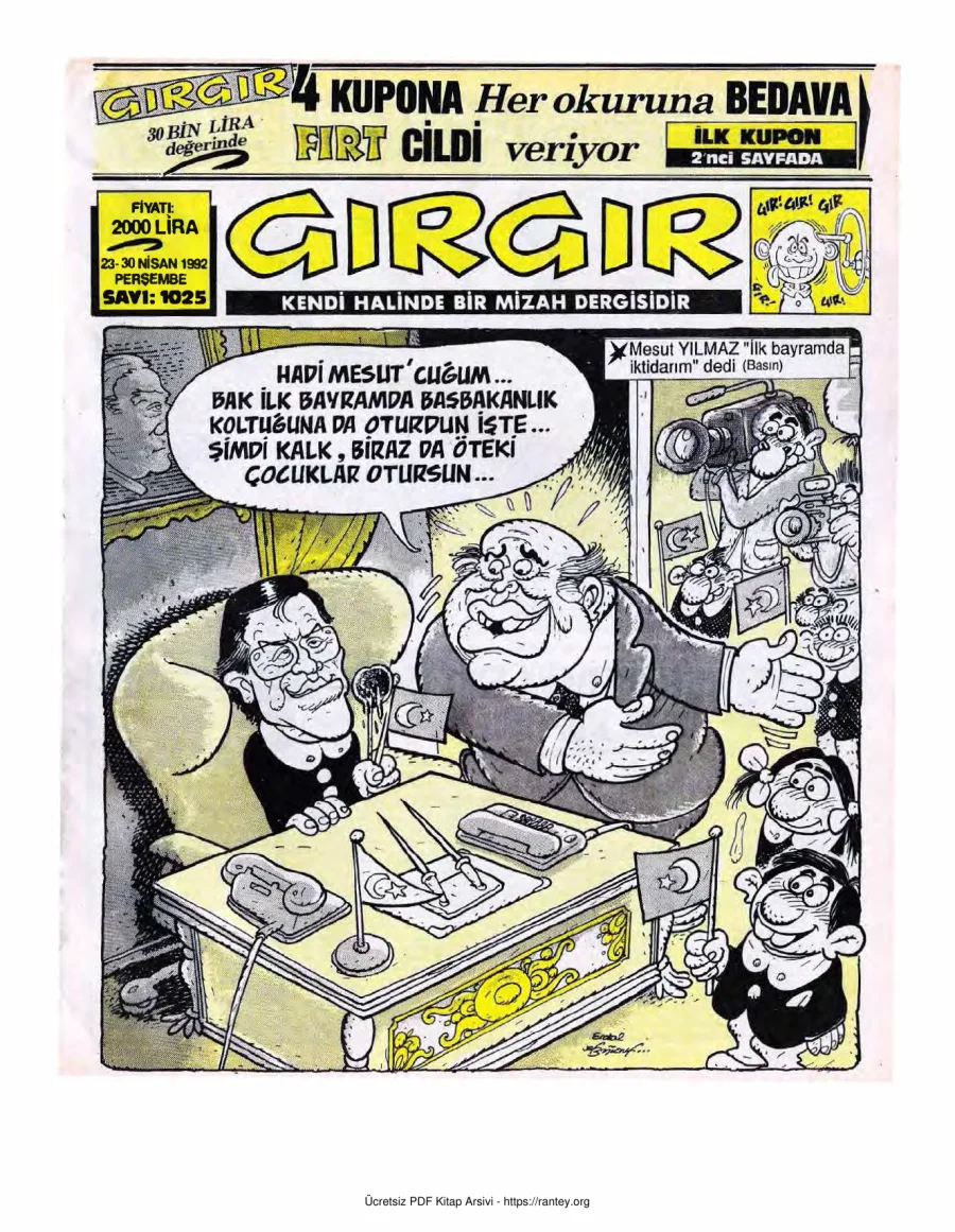GırGır 1992 Sayı 1025 kapak görseli