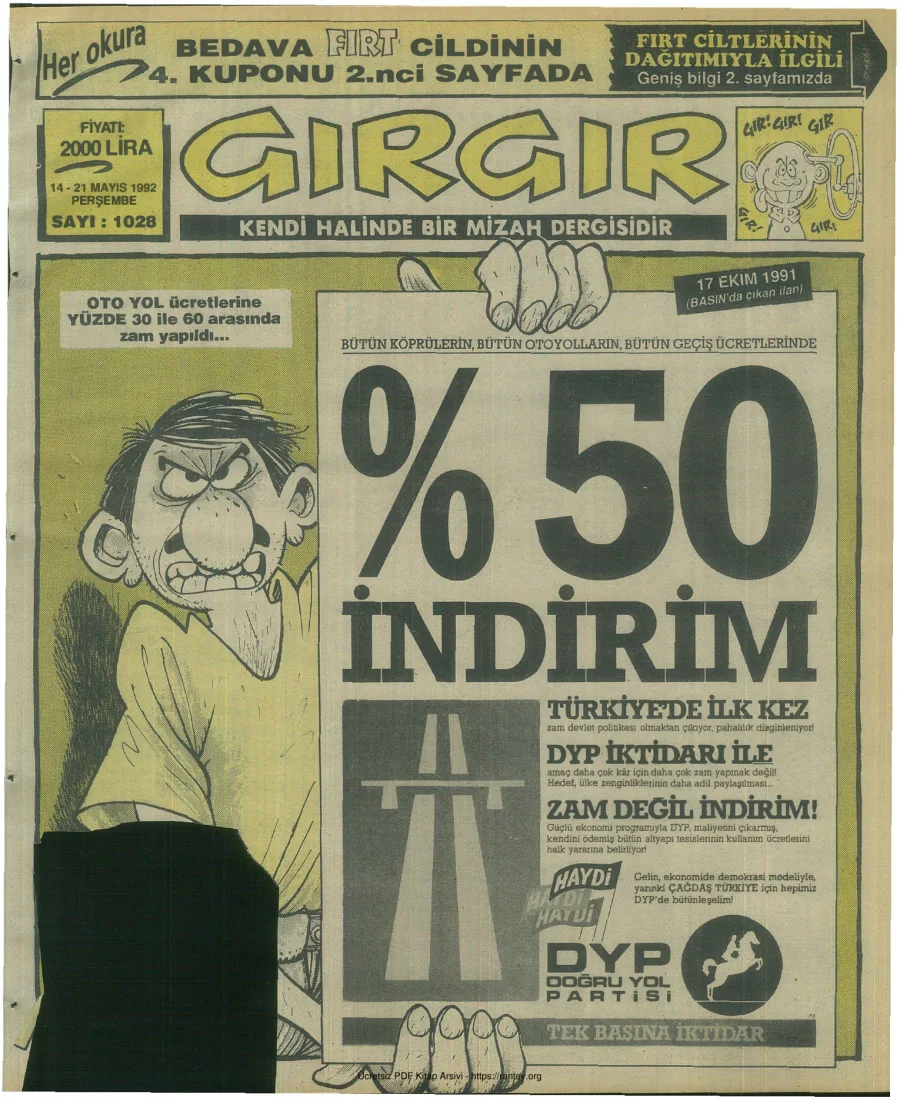 GırGır 1992 Sayı 1028 kapak görseli