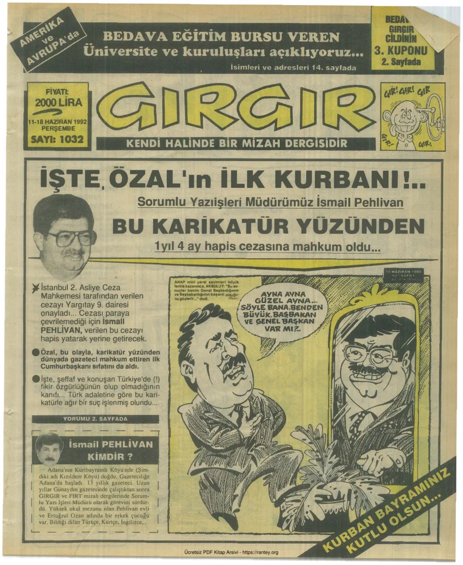 GırGır 1992 Sayı 1032 kapak görseli
