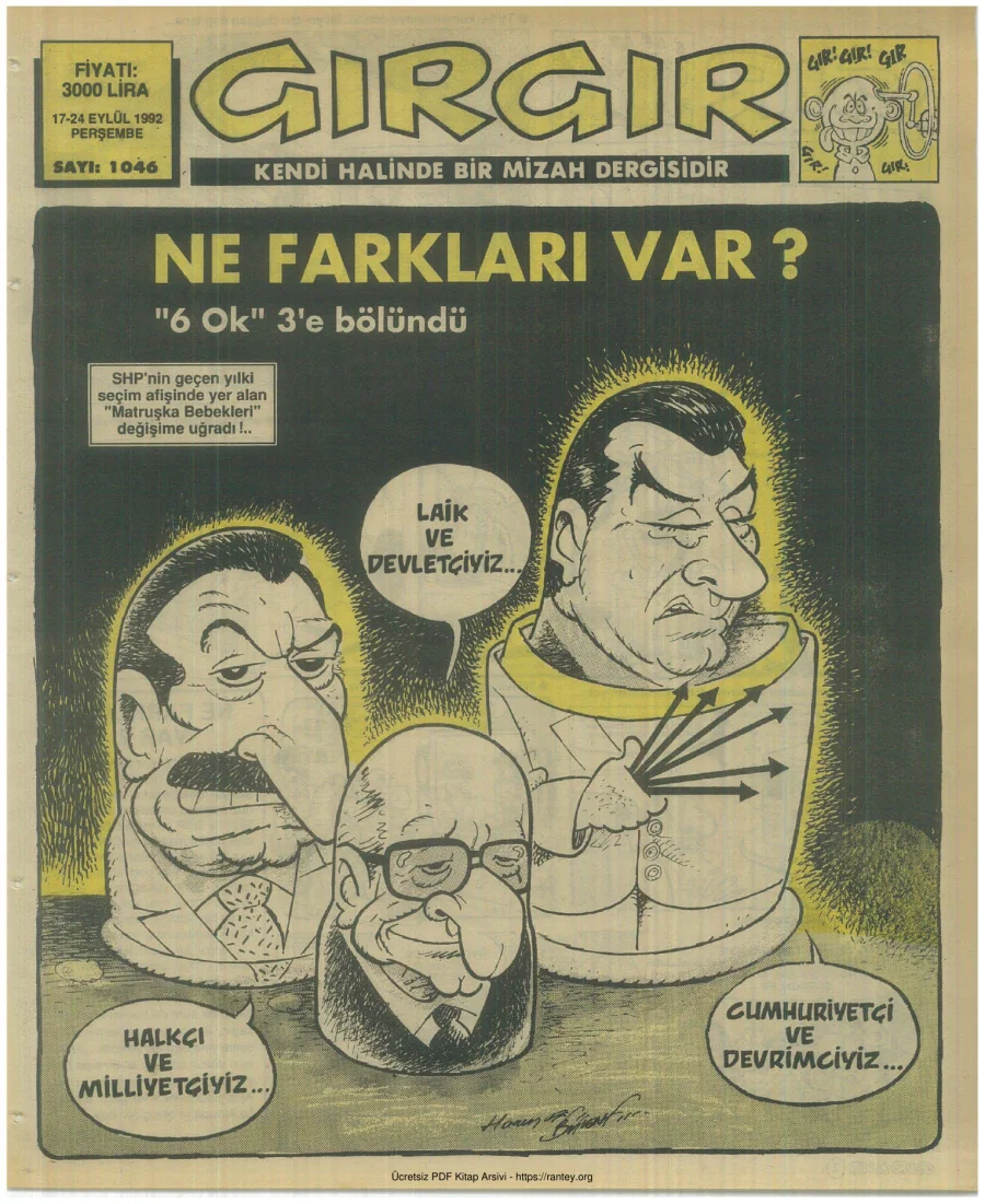 GırGır 1992 Sayı 1046 kapak görseli