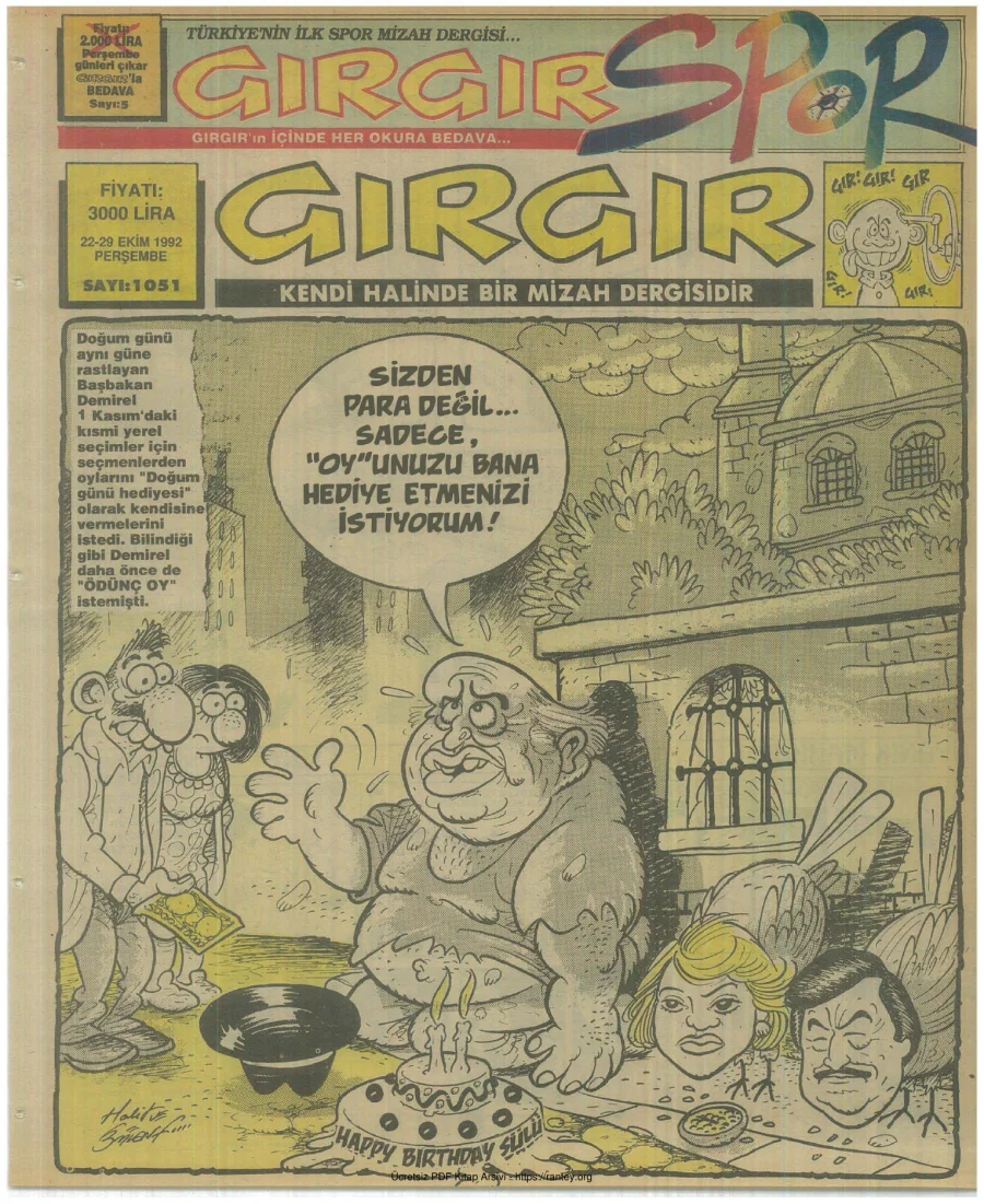 GırGır 1992 Sayı 1051 kapak görseli