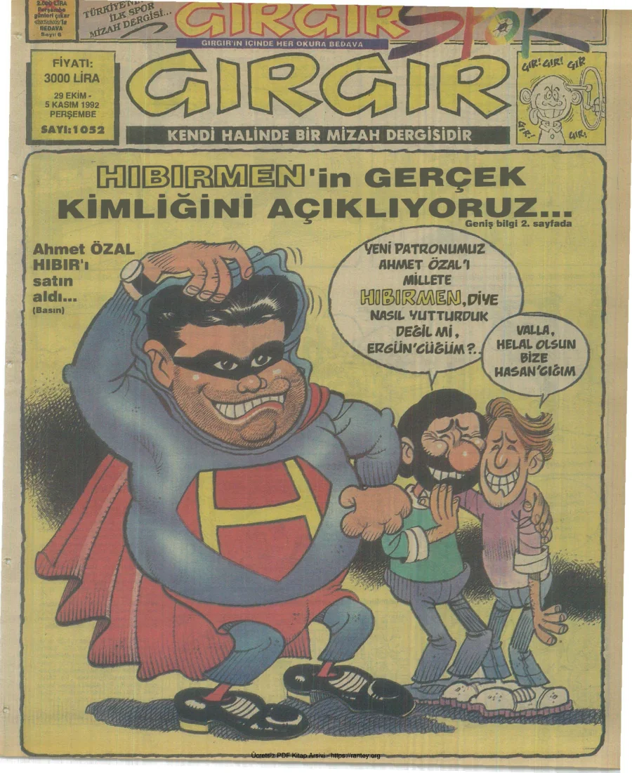 GırGır 1992 Sayı 1052 kapak görseli