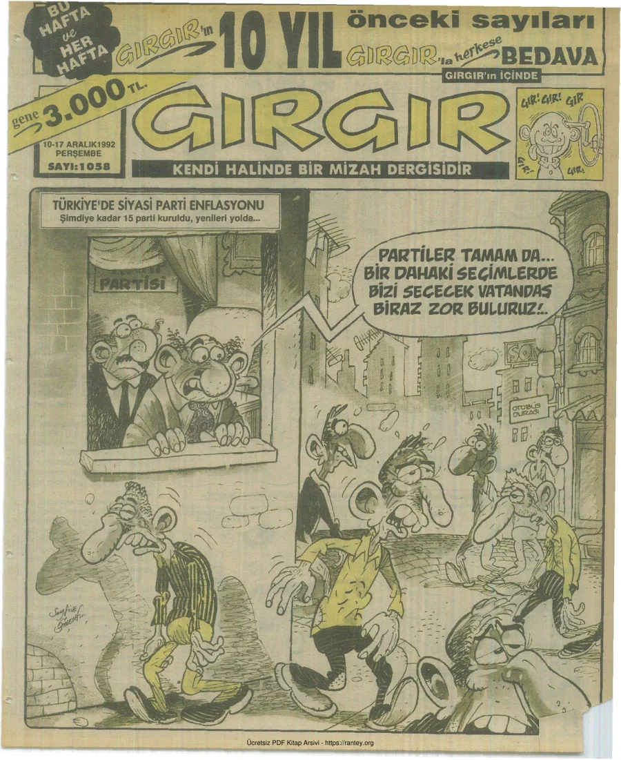 GırGır 1992 Sayı 1058 kapak görseli