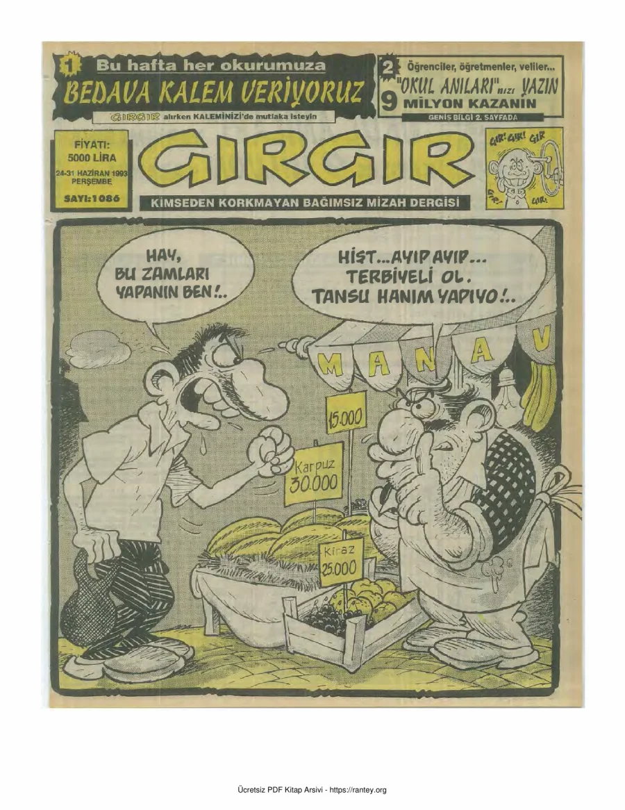 GırGır 1993 Sayı 1086 kapak görseli