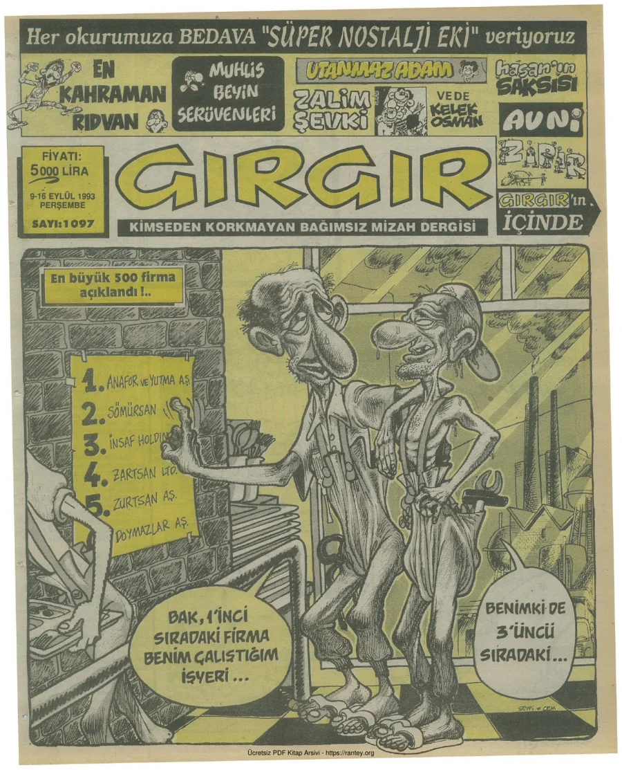 GırGır 1993 Sayı 1097 kapak görseli