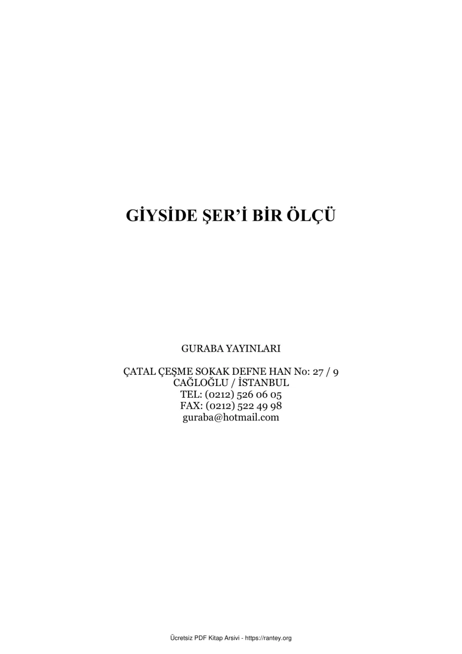 GİYSİDE ŞERİ BİR ÖLÇÜ Ebu Abdulmumin Tekin Mıhçı kapak görseli
