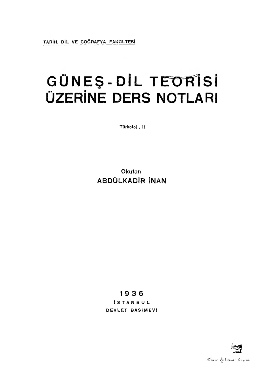 Güneş Dil Teorisi Üzerine Ders Notları kapak görseli
