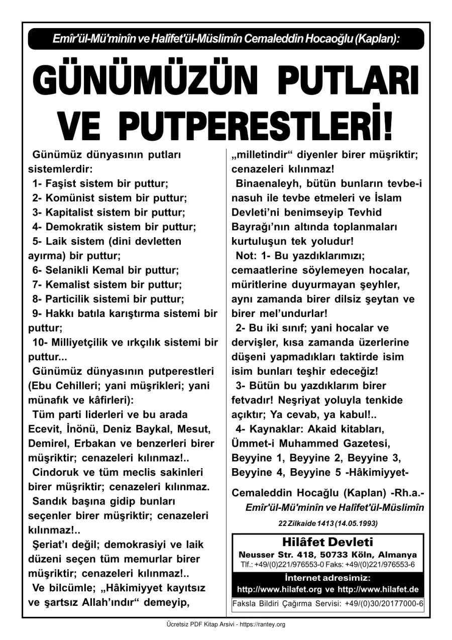 GUNUMUZUN PUTLARI Ebu Abdulmumin Tekin Mıhçı kapak görseli