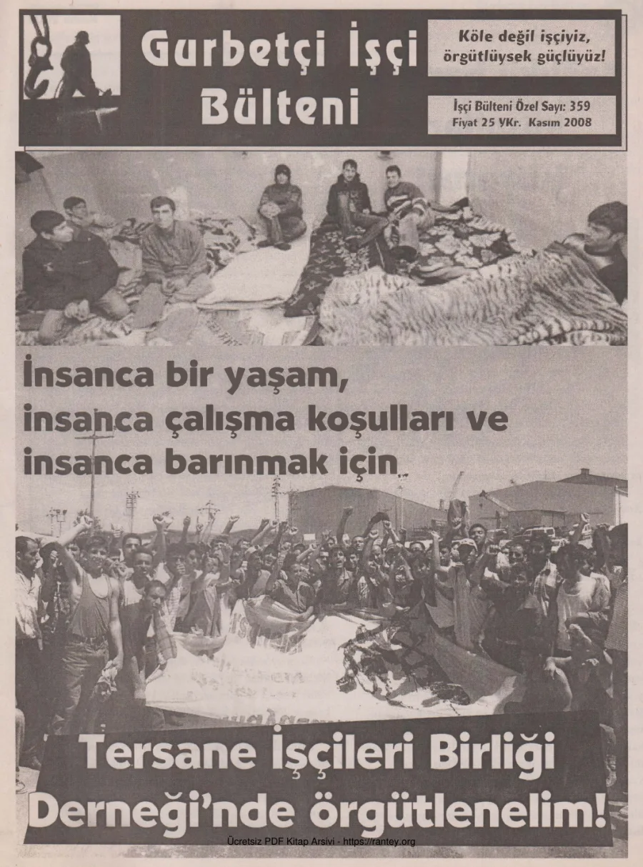 Gurbetçi İşçi Bülteni İşçi Bülteni Özel Sayı 359 Kasım 2008 kapak görseli