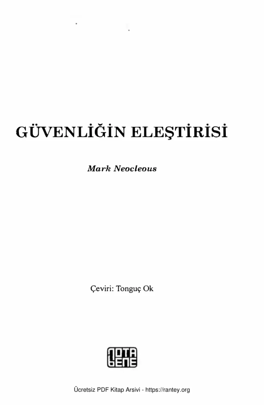 Güvenliğin Eleştirisi kapak görseli