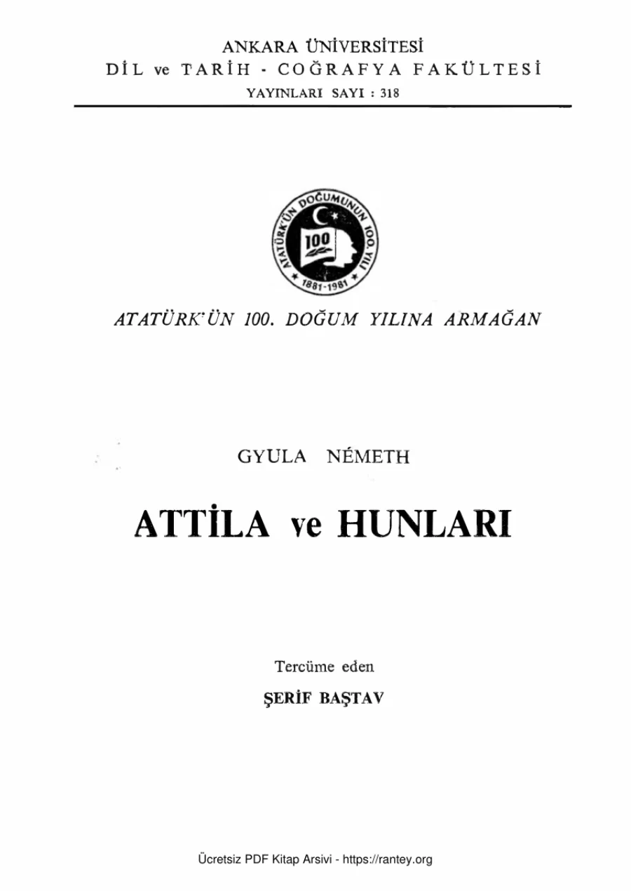 Gyula Nemeth Atilla ve Hunları kapak görseli