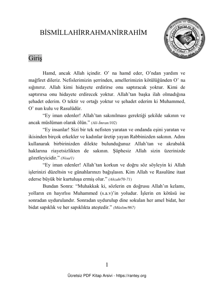 HADİS FİHRİSTİ = Ebu Abdulmumin Tekin Mıhçı kapak görseli