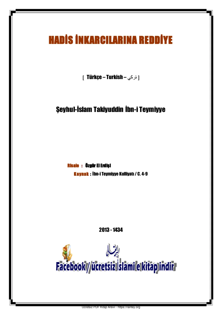 HADİS İNKARCILARINA REDDİYE Ebu Abdulmumin Tekin Mıhçı kapak görseli