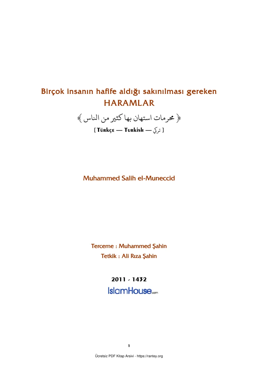 HAFİFE ALINANBÜYÜK GÜNAHLAR Muhammed Salih el Muneccid Ebu Abdulmumin Tekin Mıhçı kapak görseli