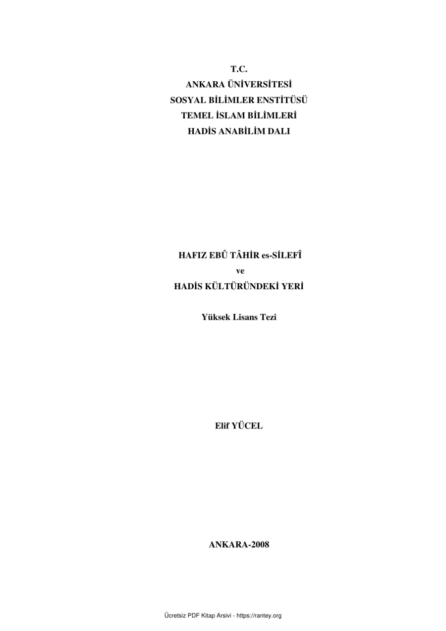 HAFIZ EB THİR es SELEF Dr TEZİ Ebu Abdulmumin Tekin Mıhçı kapak görseli