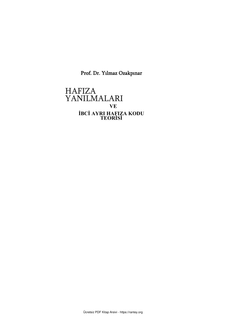 HafizaYanilmalariveIkiAyriHafizaKoduTeorisi kapak görseli