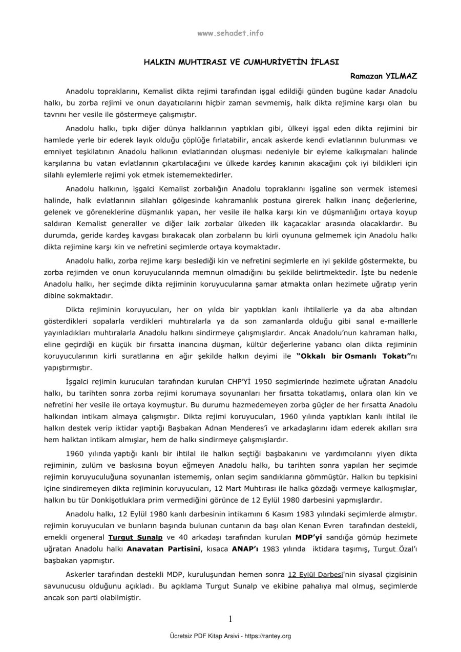 HALKIN MUHTIRASI VE CUMHURİYETİN İFLASI Ebu Abdulmumin Tekin Mıhçı kapak görseli