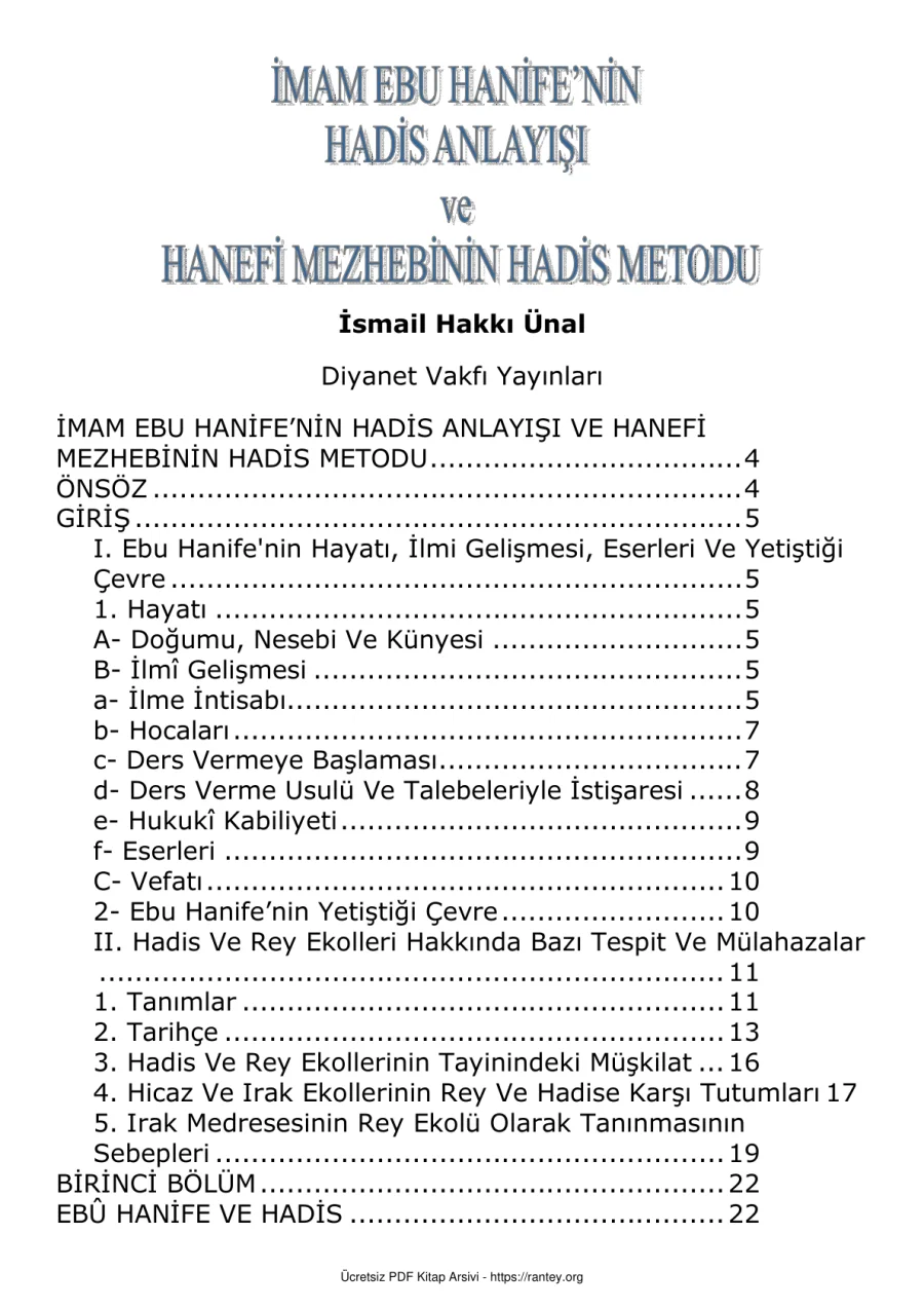 HANEFİ MEZHEBİNİN HADİS METODU Ebu Abdulmumin Tekin Mıhçı kapak görseli