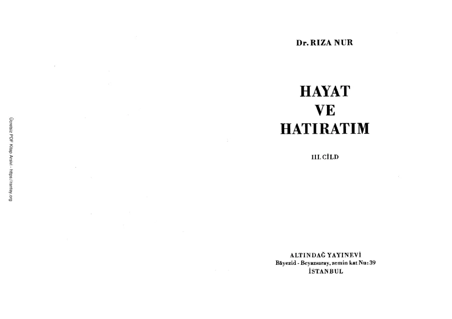 Hatıratım Rıza Nur Cilt3 kapak görseli