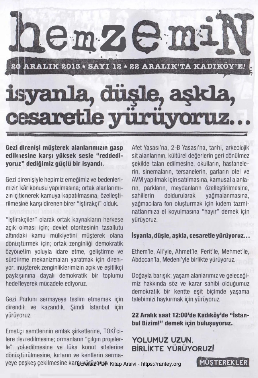 Hemzemin Sayı 12 20 Aralık 2013 kapak görseli