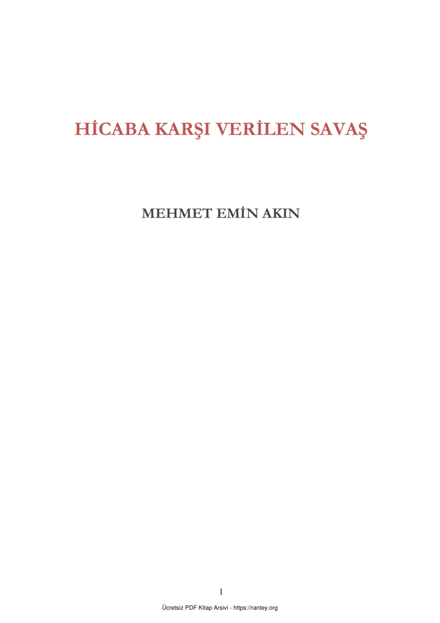 HİCABA KARŞI VERİLEN SAVAŞ Ebu Abdulmumin Tekin Mıhçı kapak görseli