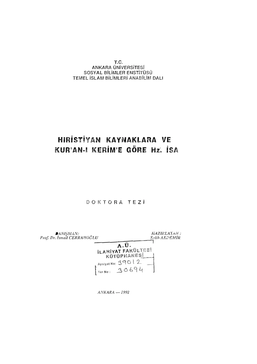 Hiristiyan Kaynaklara ve Kur'an'ı Kerim'e Göre HzIsa kapak görseli
