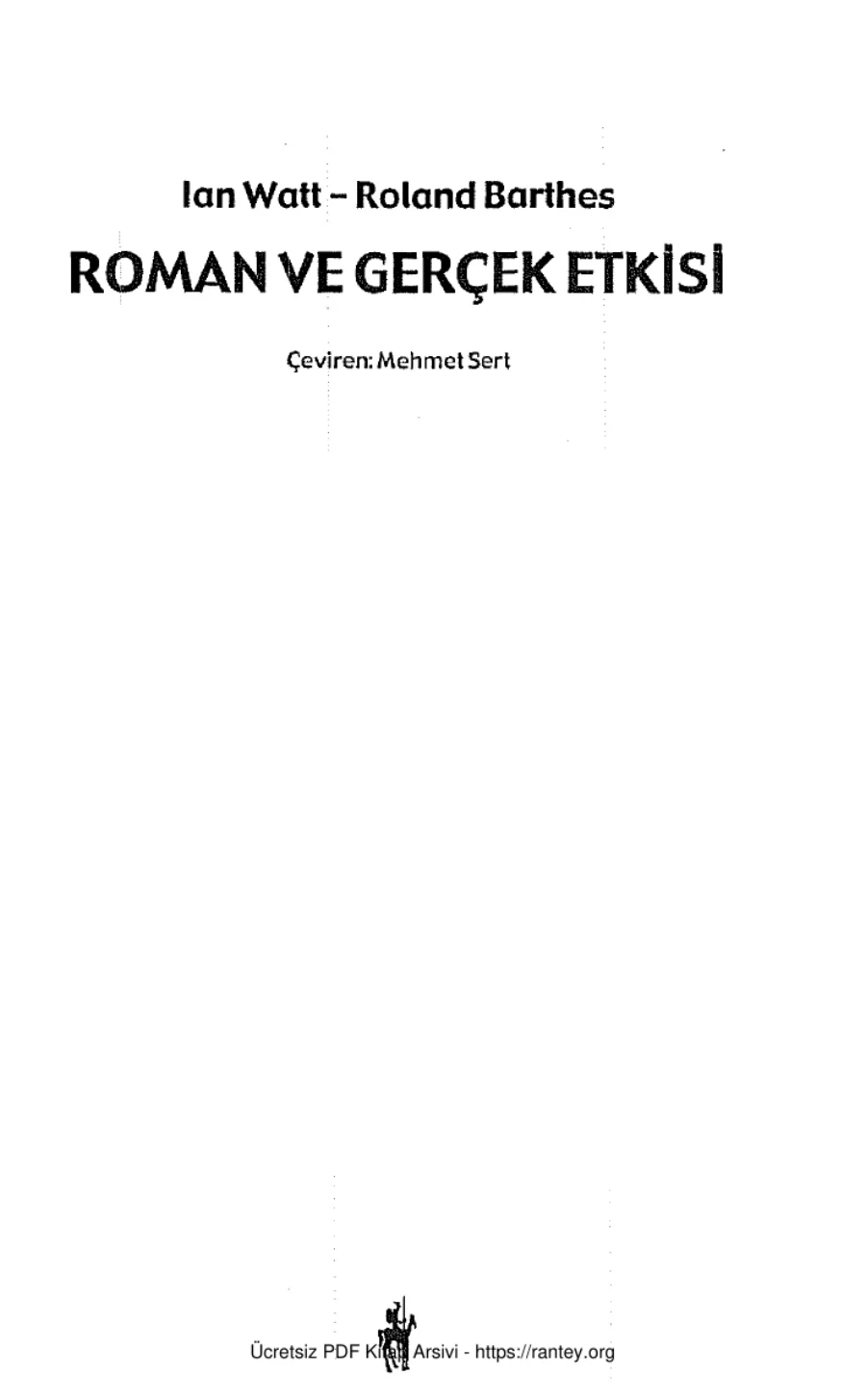 Ian Watt Roman ve Gerçek Etkisi kapak görseli