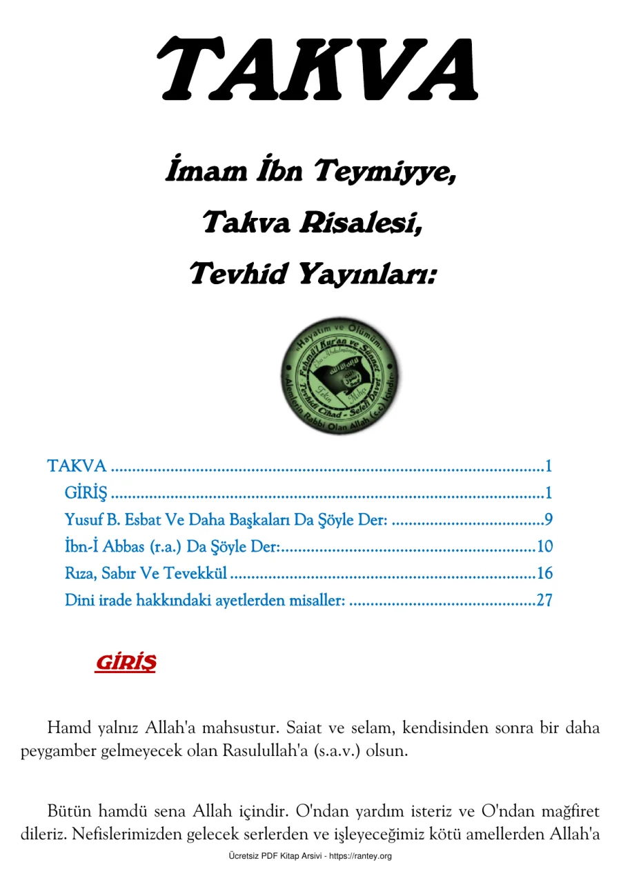 İbn Teymiyye Ebu Abdulmumin Tekin Mıhçı kapak görseli