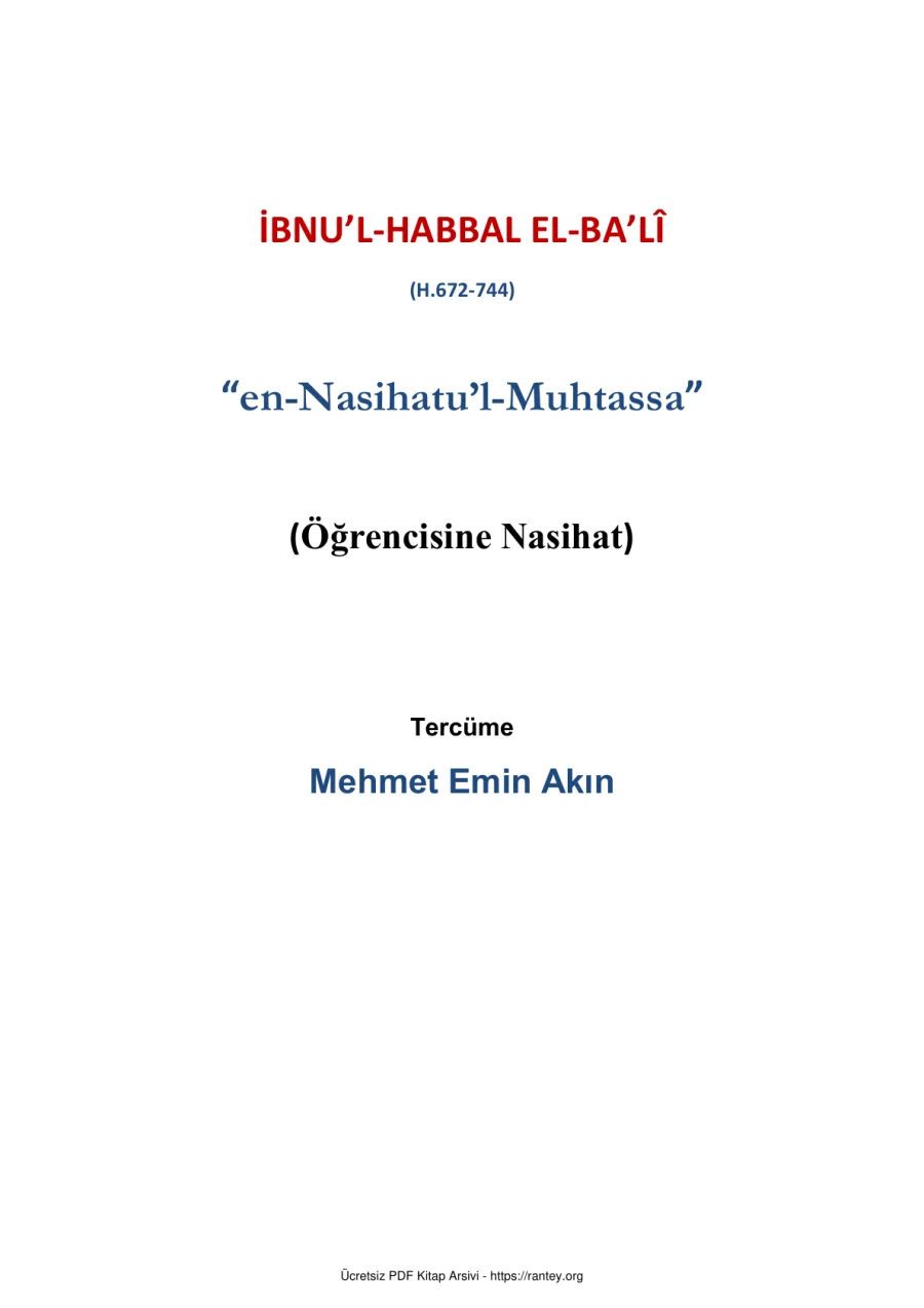 İBNUL HABBAL EL BAL Mehmet Emin Akın Ebu Abdulmumin Tekin Mıhçı kapak görseli
