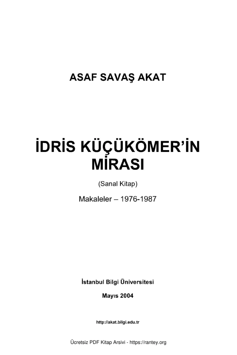 İdris Küçükömer'in Mirası kapak görseli