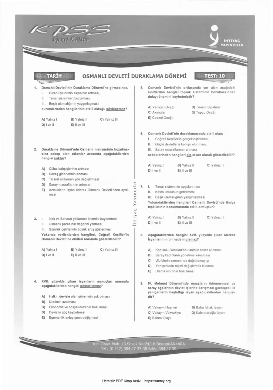 İHTİYAÇ TARİH TEST10 kapak görseli