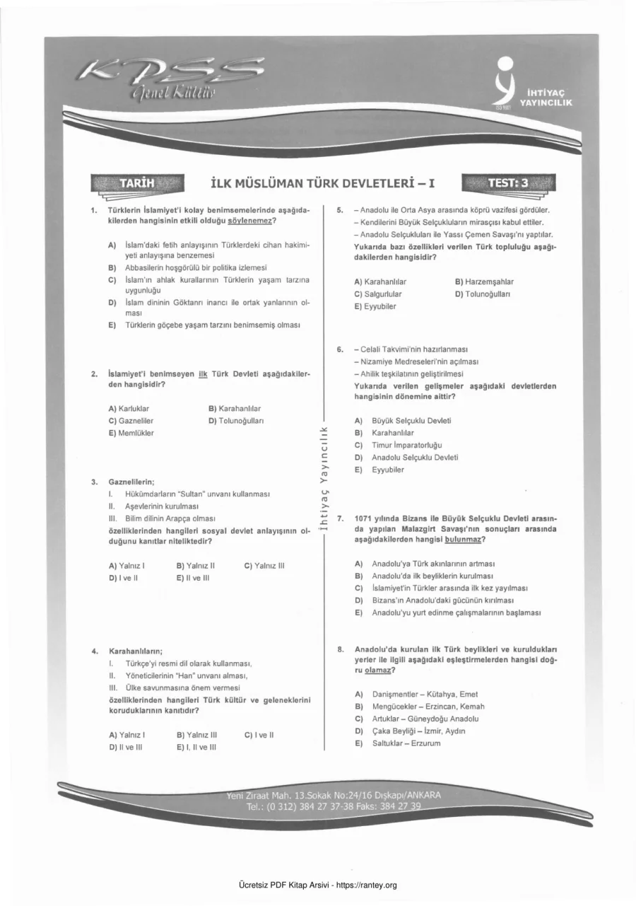 İHTİYAÇ TARİH TEST3 kapak görseli