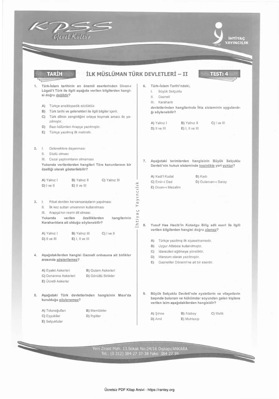 İHTİYAÇ TARİH TEST4 kapak görseli