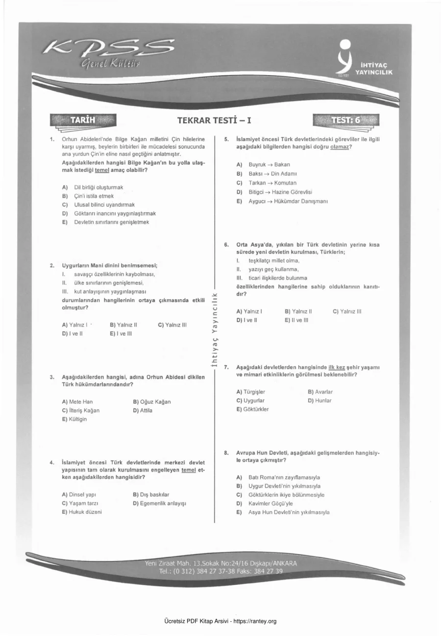 İHTİYAÇ TARİH TEST6 kapak görseli