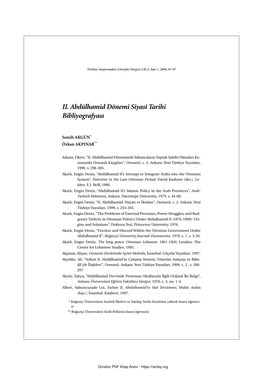 II Abdülhamid Dönemi Siyas Tarihi Bibliyografisi kapak görseli