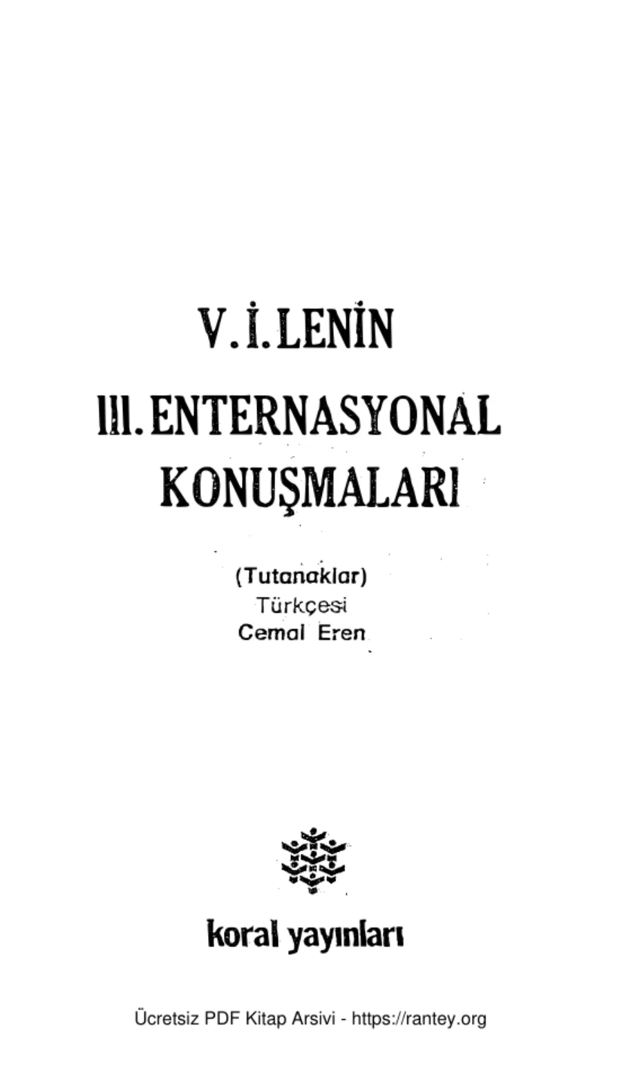 III Enternasyonal Konuşmaları kapak görseli