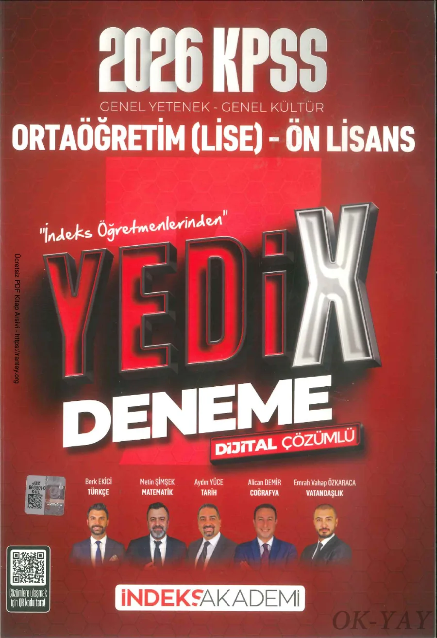 İNDEKS YEDİX LİSE ÖNLİSANS 2026 DENEME kapak görseli