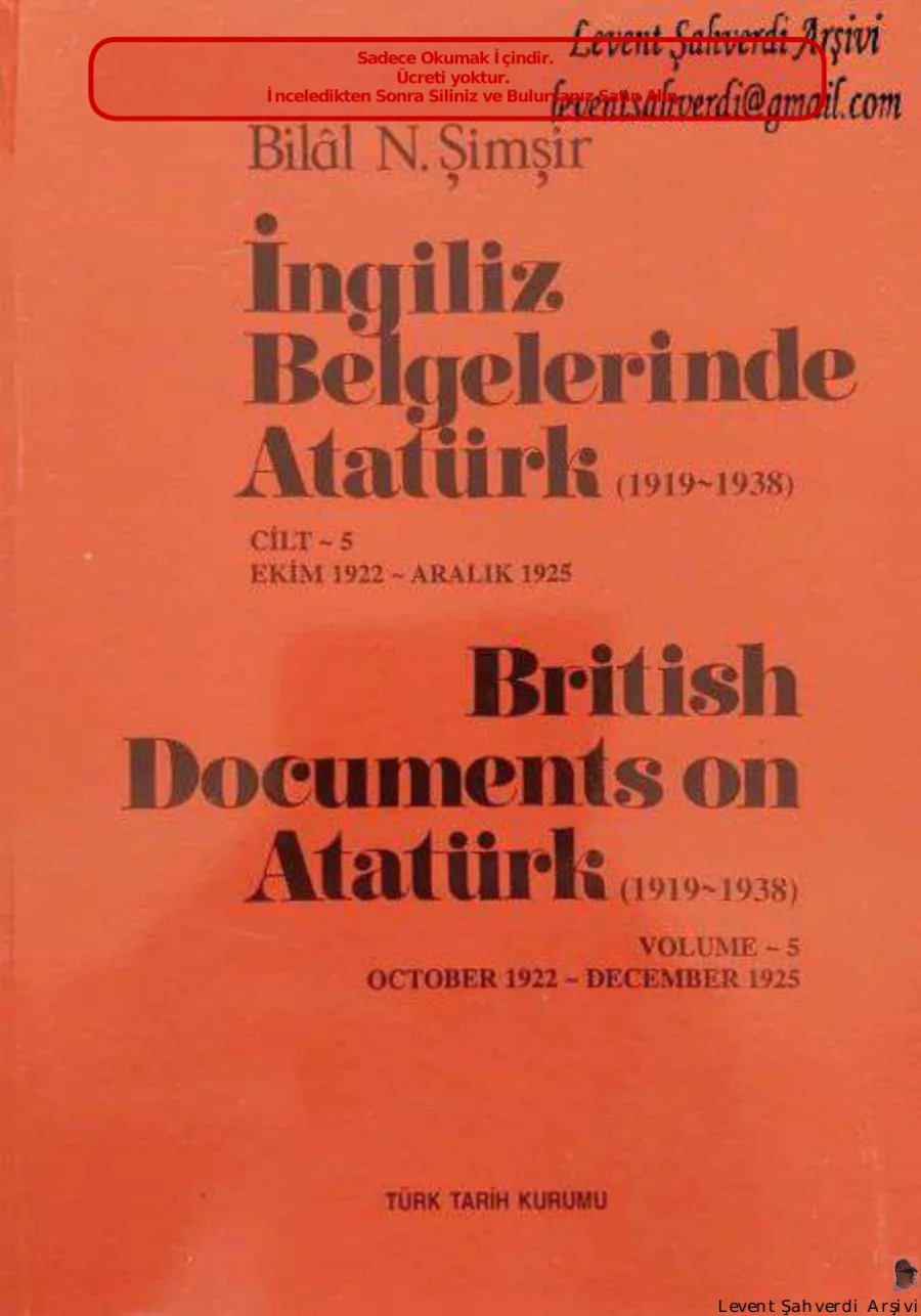 İngiliz Belgelerinde Atatürk 1919-1938 Cilt 5 PDF kapak görseli